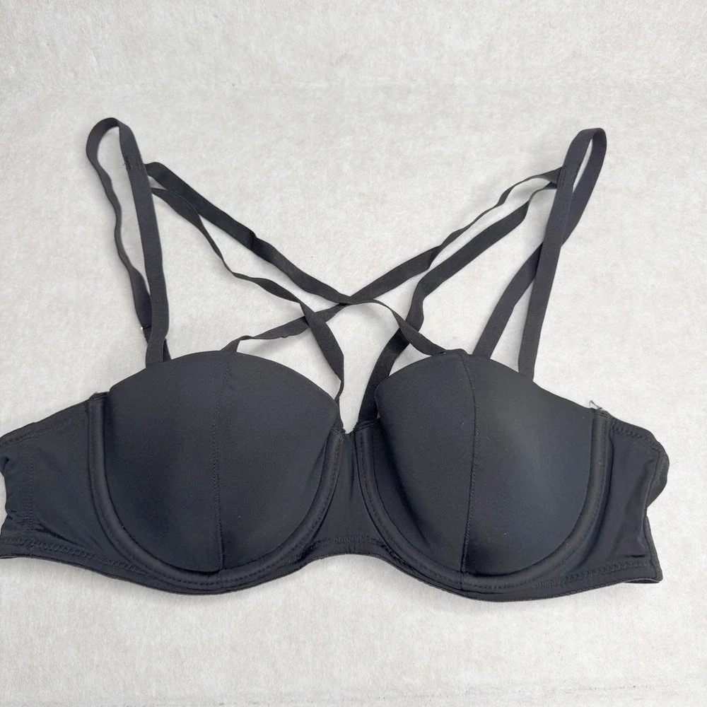 Adore Me 34B Black Multi Strappy Front‎ Push Up Underwire Bra Size 34 B 34B
